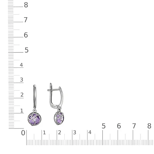 Серьги Веточки из белого золота с 2 аметистами