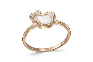 Детское кольцо Мишка из красного золота с перламутром и фианитом