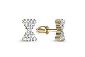 Серьги-пусеты Бантики из жёлтого золота с 38 фианитами