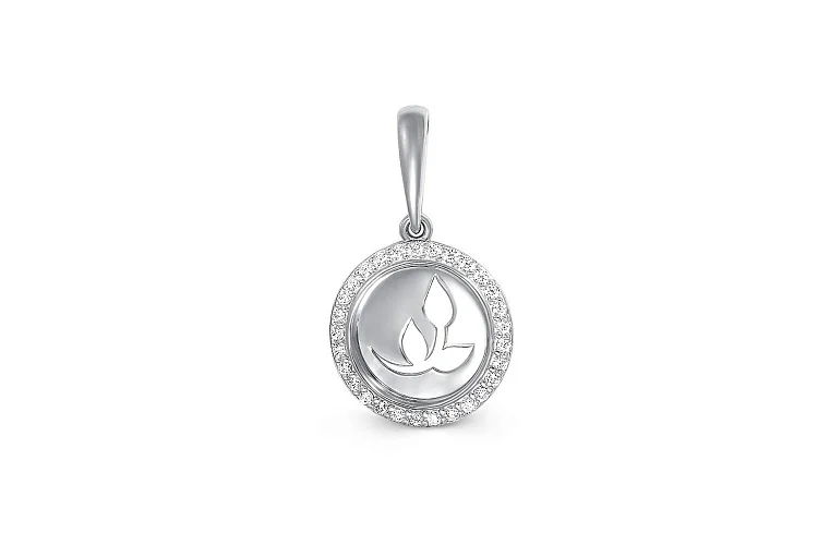 Подвеска Веточка из белого золота с 29 фианитами