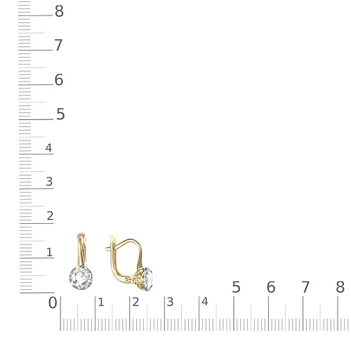 Серьги из жёлтого золота с 2 фианитами