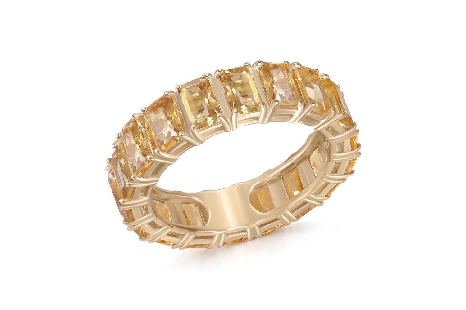 Кольцо Дорожка из жёлтого золота с 22 цитринами