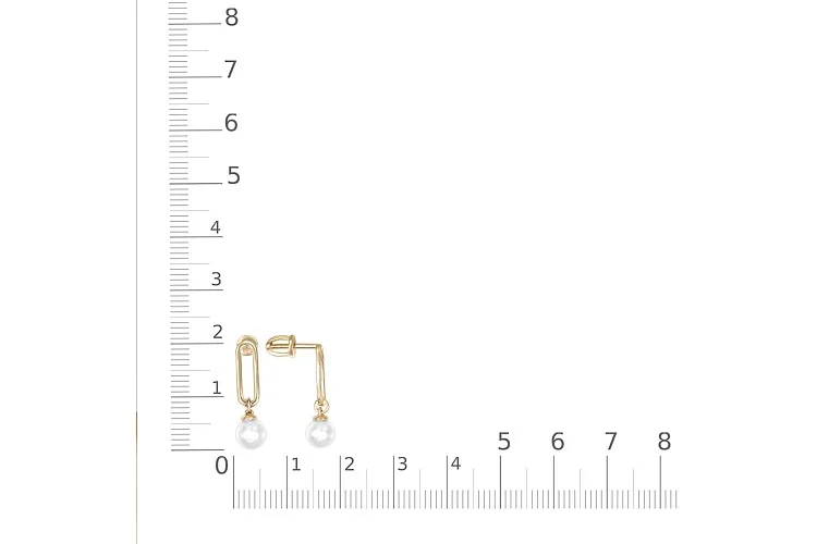 Серьги-пусеты из жёлтого золота с 2 жемчужинами