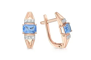 Серьги из красного золота с 2 топазами swiss и 12 фианитами