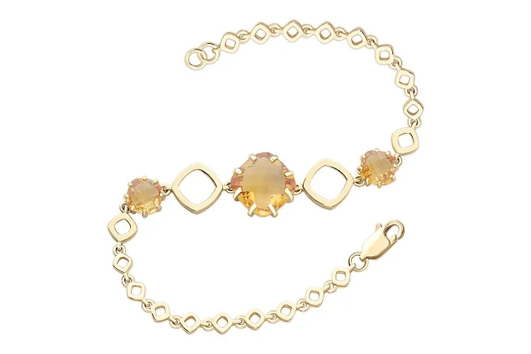 Браслет из жёлтого золота с 3 цитринами
