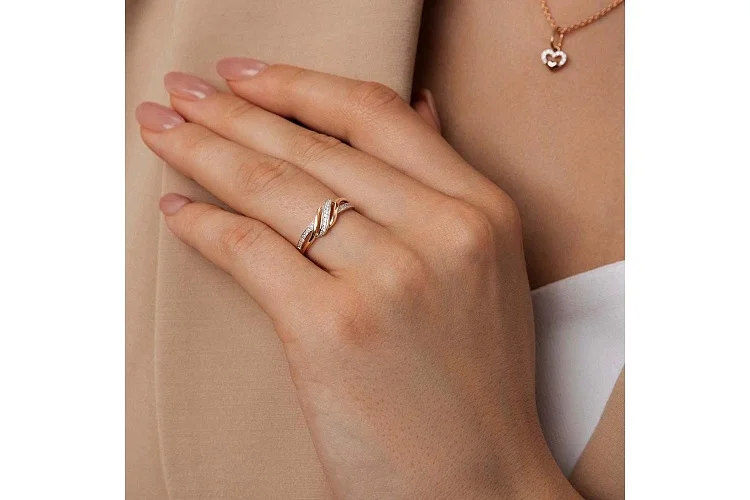 Кольцо дорожка из красного золота с 24 бриллиантами