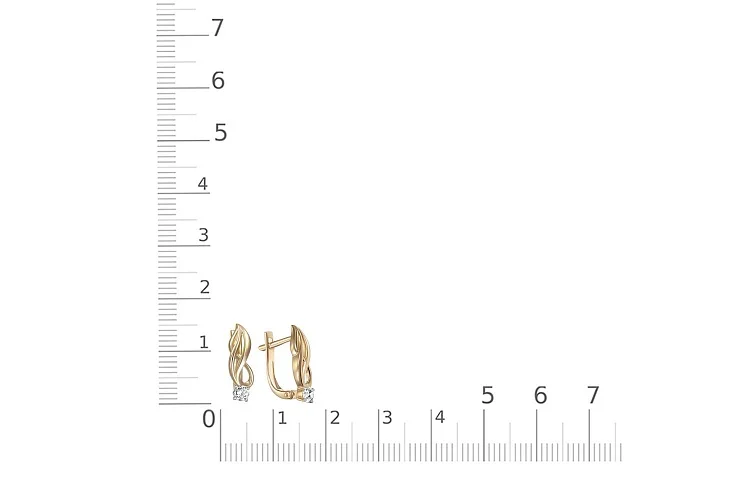 Серьги из жёлтого золота с 2 фианитами