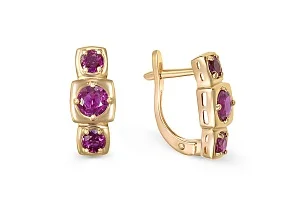 Серьги из жёлтого золота с 6 рубинами