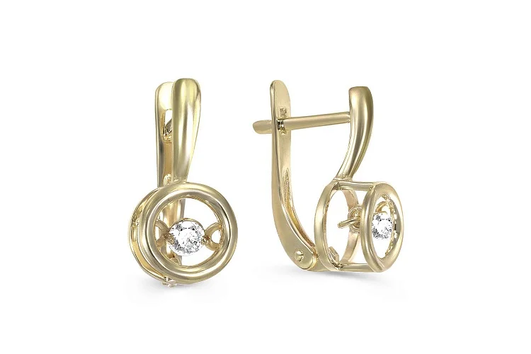 Серьги из жёлтого золота с 2 фианитами