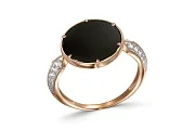 Кольцо из красного золота с ониксом и 20 фианитами