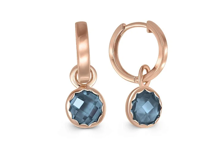 Серьги-трансформеры из красного золота с 2 ситаллами