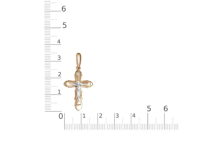Крест из красного золота с фианитом
