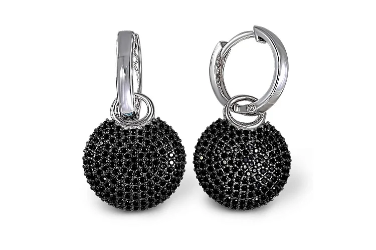 Серьги-трансформеры из белого золота с 304 фианитами