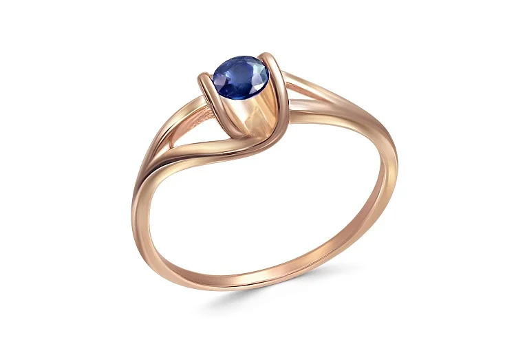 Кольцо из красного золота с сапфиром