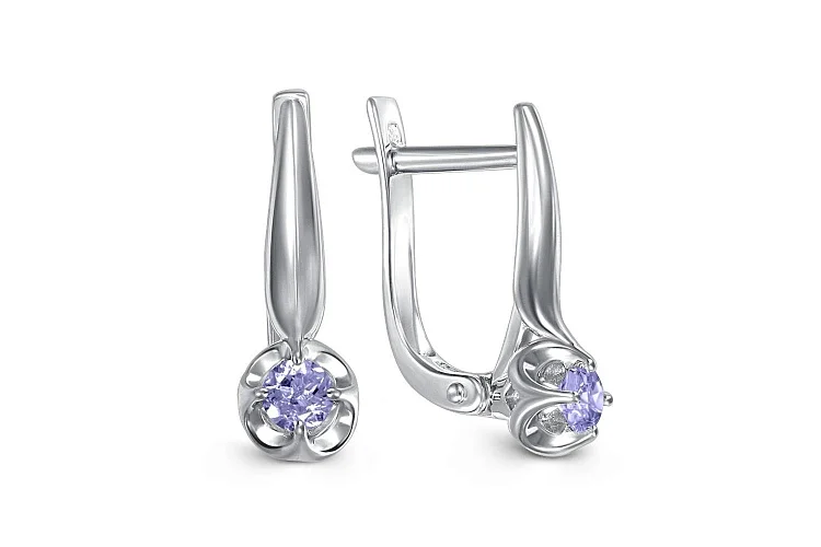 Серьги из белого золота с 2 танзанитами