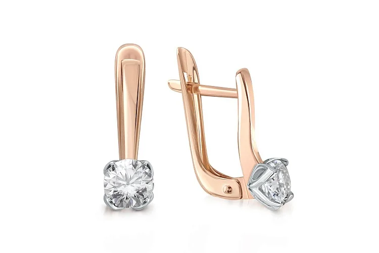 Серьги из красного золота с 2 муассанитами