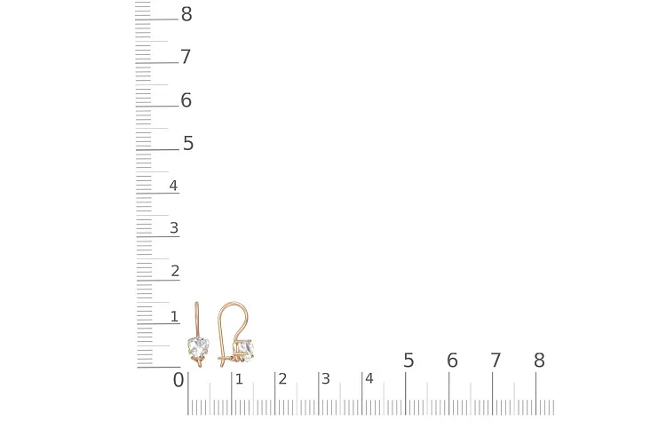 Детские серьги из красного золота с 2 фианитами