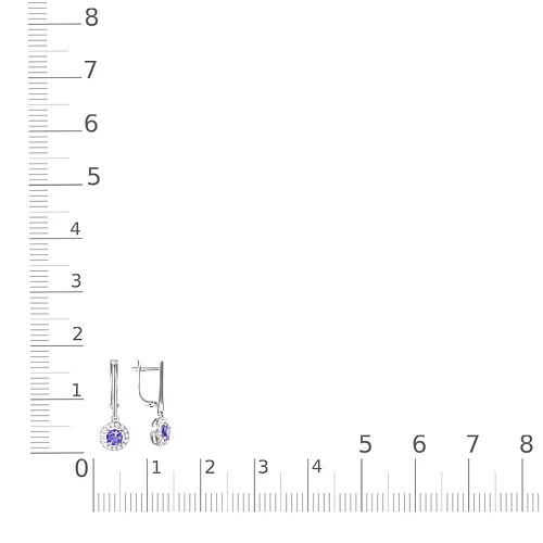 Серьги из белого золота с 2 ситаллами и 30 фианитами