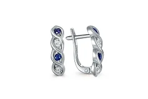 Серьги Дорожки из белого золота с 4 сапфирами и 4 бриллиантами