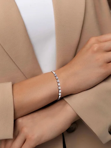 Браслет из белого золота с 28 фианитами