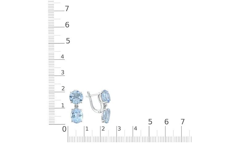 Серьги из белого золота с 4 топазами sky