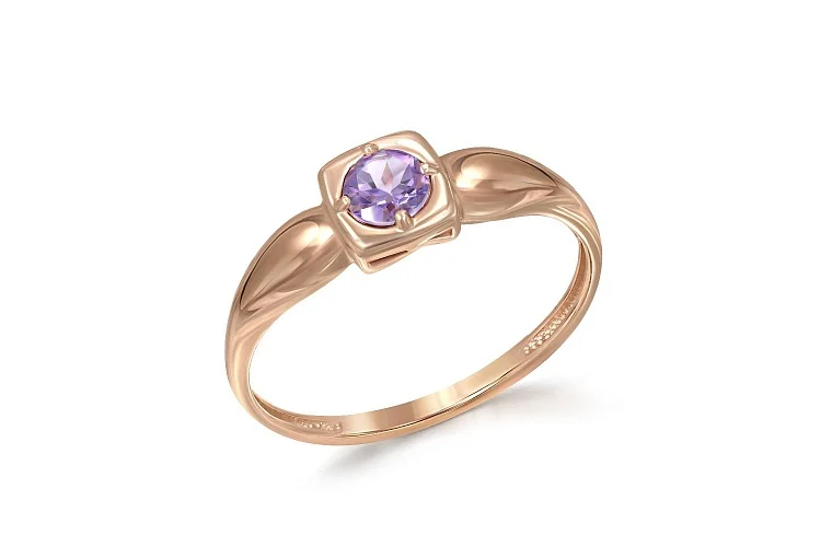 Кольцо из красного золота с аметистом