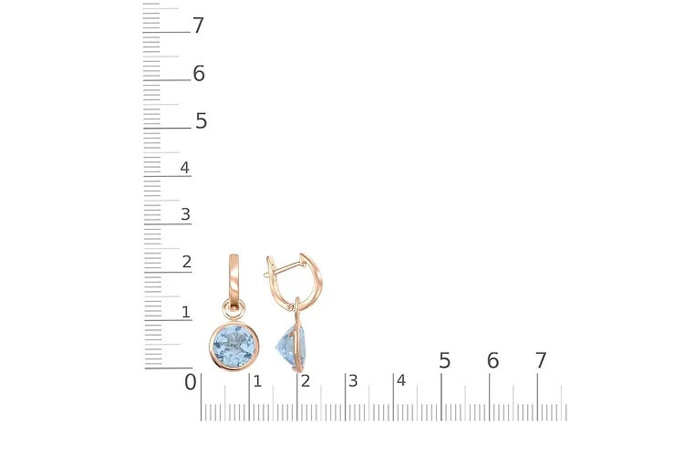 Серьги-трансформеры из красного золота с 2 топазами sky