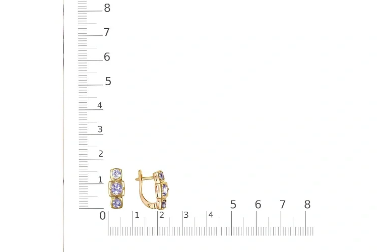 Серьги из жёлтого золота с 6 танзанитами