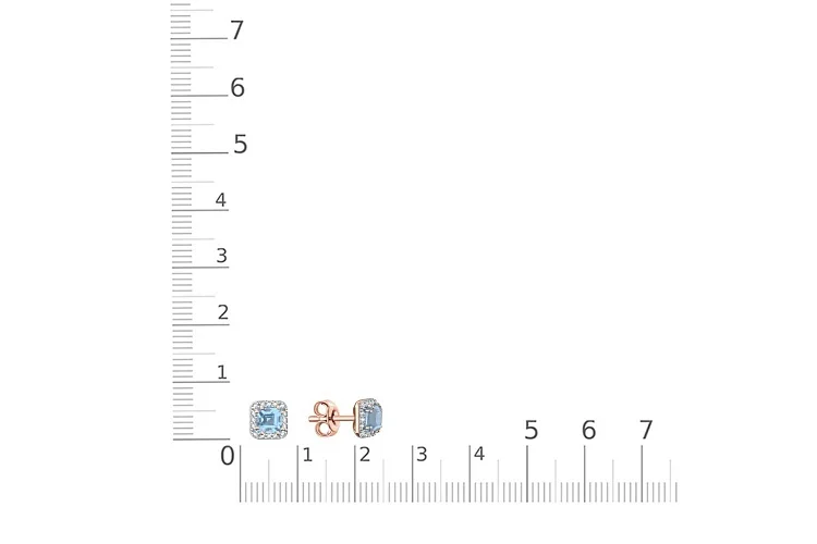 Серьги-пусеты из красного золота с 2 топазами swiss и 32 фианитами