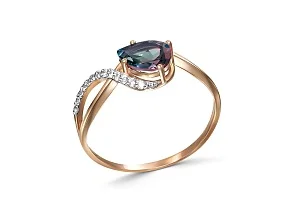 Кольцо из красного золота с александритом и 13 фианитами