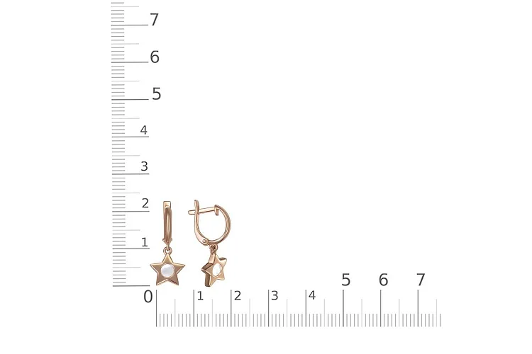 Детские серьги Звезды из красного золота с перламутром