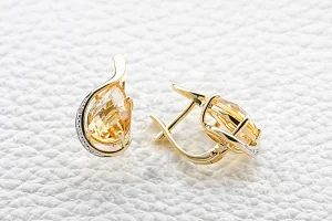 Серьги из жёлтого золота с 8 цитринами