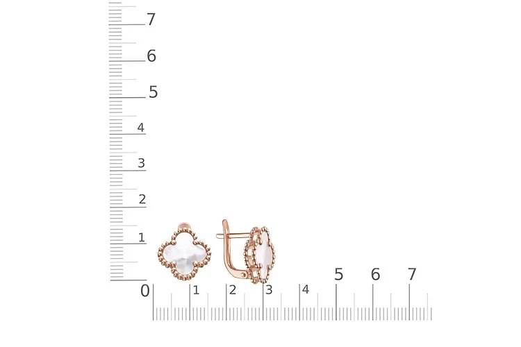 Серьги Клевер из красного золота с перламутром