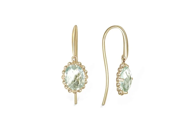 Серьги из жёлтого золота с 2 аметистами