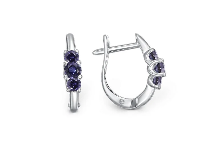 Серьги из белого золота с 6 корундами