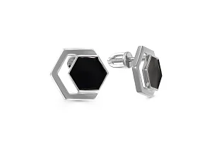 Серьги-пусеты Шестигранники из белого золота без вставок
