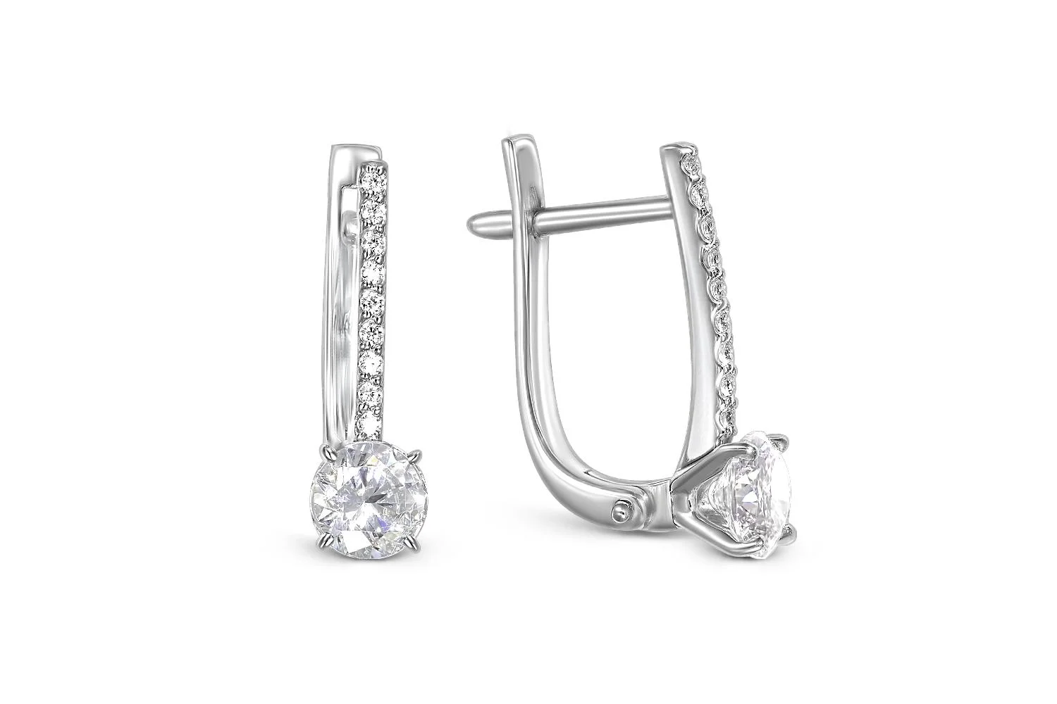 Серьги из белого золота с 20 фианитами