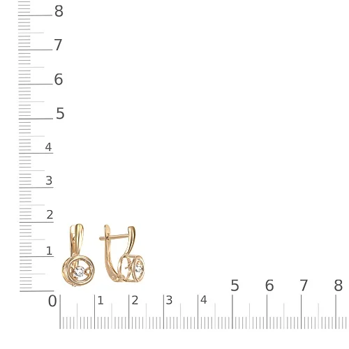 Серьги из красного золота с 2 фианитами