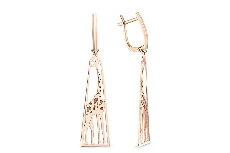 Серьги Жирафы из красного золота без вставок