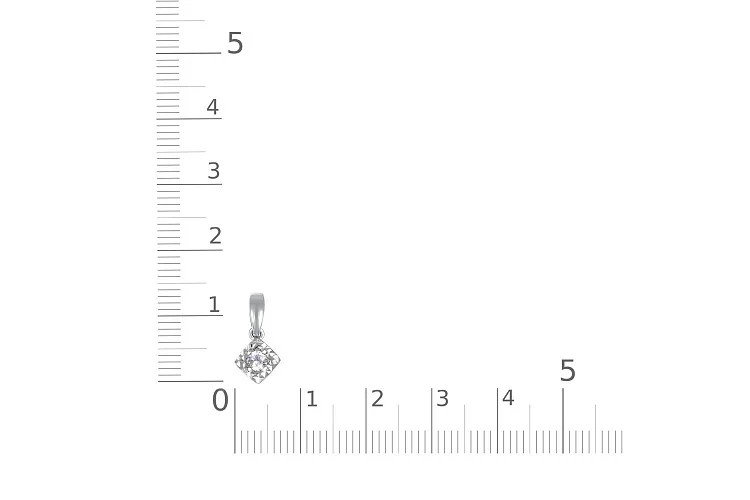 Подвеска Квадрат из белого золота с фианитом