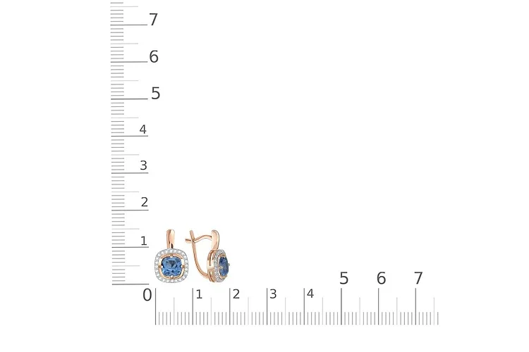 Серьги из красного золота с 2 топазами лондон и 48 фианитами