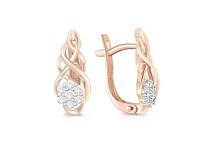 Серьги Малинки из красного золота с 14 фианитами