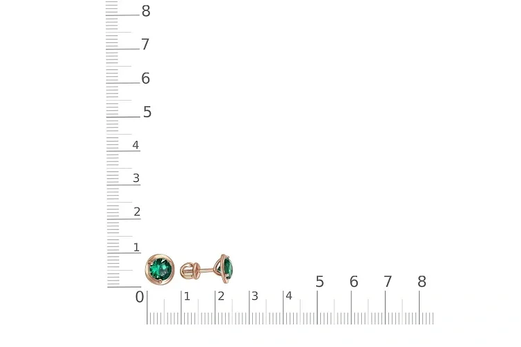 Серьги-пусеты из красного золота с 2 изумрудами