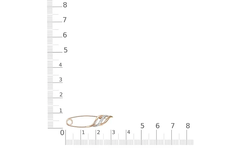 Булавка из красного золота с 6 фианитами