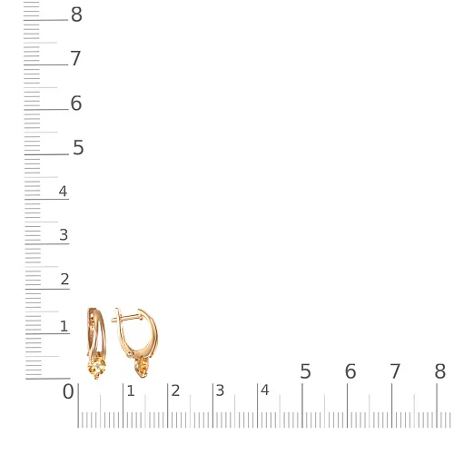 Серьги из красного золота с 2 цитринами