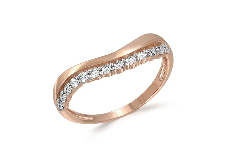 Кольцо дорожка из красного золота с 13 фианитами
