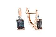 Серьги из красного золота с 2 александритами и 6 бриллиантами