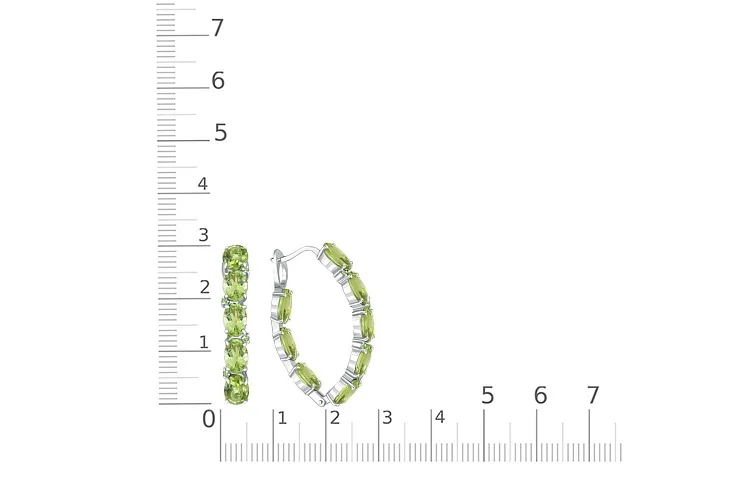 Серьги из белого золота с 24 хризолитами
