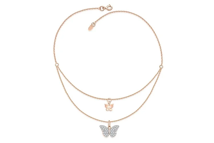 Колье Бабочка из красного золота с 38 фианитами