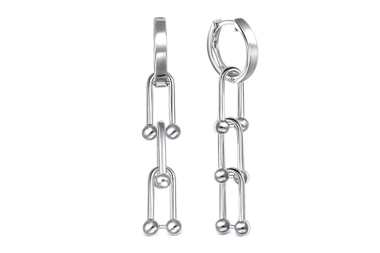 Серьги-трансформеры из белого золота без вставок